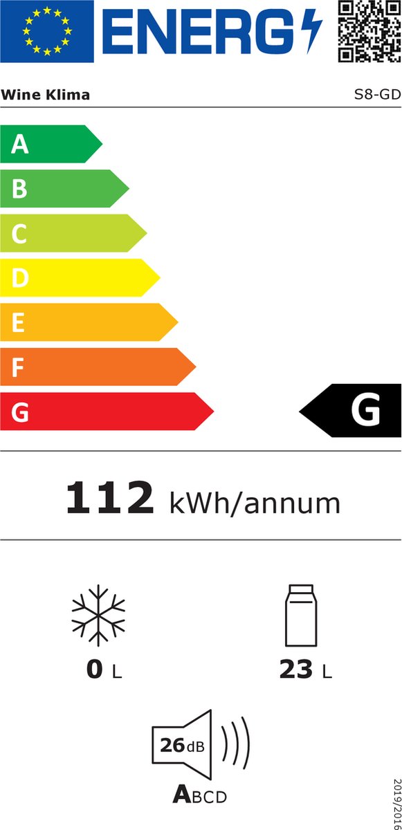 Wine Klima S8-GD - Wijnkoelkast - 12 flessen - enkele zone - afbeelding 2