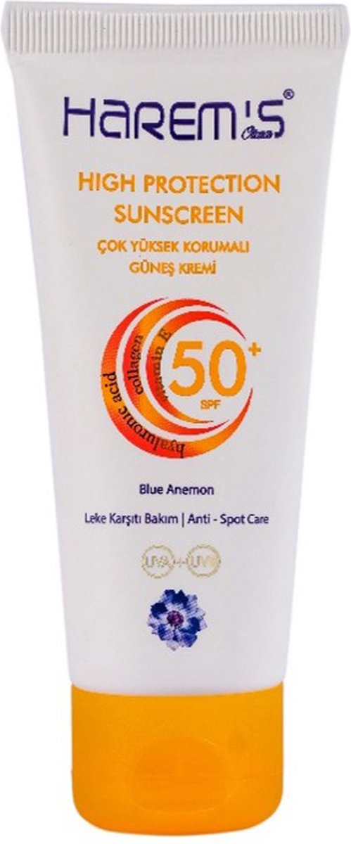 Goedkoopste 50 ml Harem's Sunscreen 50 SPF UVA UVB - Very High Protecion - Sensitive - Waterproof - Hyaluronic Acid - Collagen - Panthenol