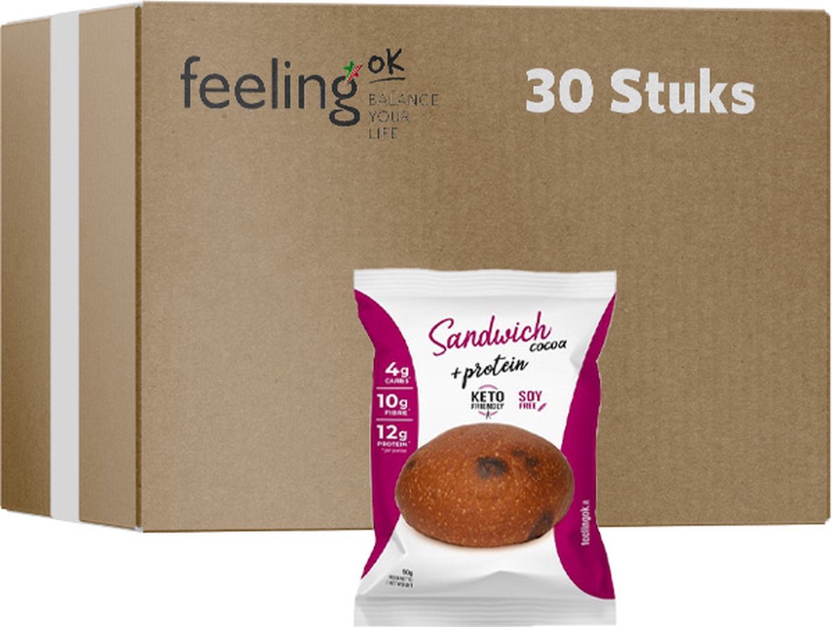 Goedkoopste Feeling OK | Sandwich Cacao | Optimize | 30 stuks | 30 x 40 gram