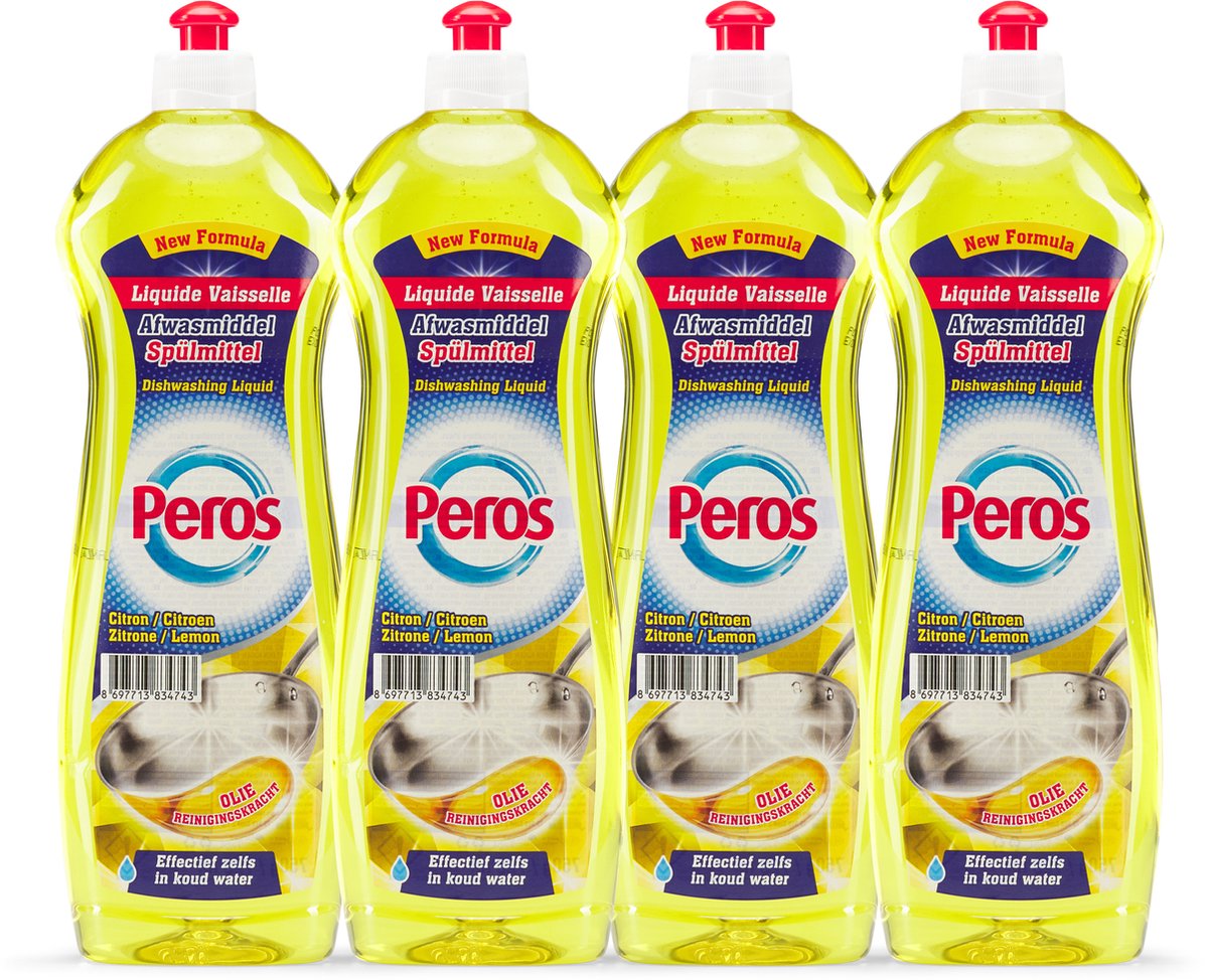 Peros Vloeibaar Afwasmiddel - Citroen - 4x750ml - Voordeelverpakking