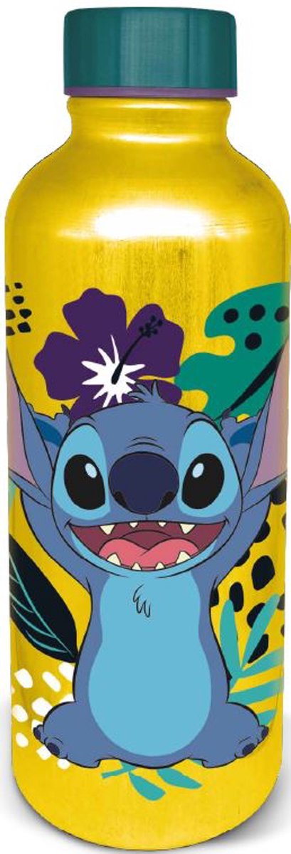 Stitch - aluminium waterfles - lekvrije draaidop - 0,755ml (geel)