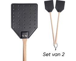 Vliegenmepper-Leer-hout met Ophanglus Duurzaam Woonzinnig (Set van 2)