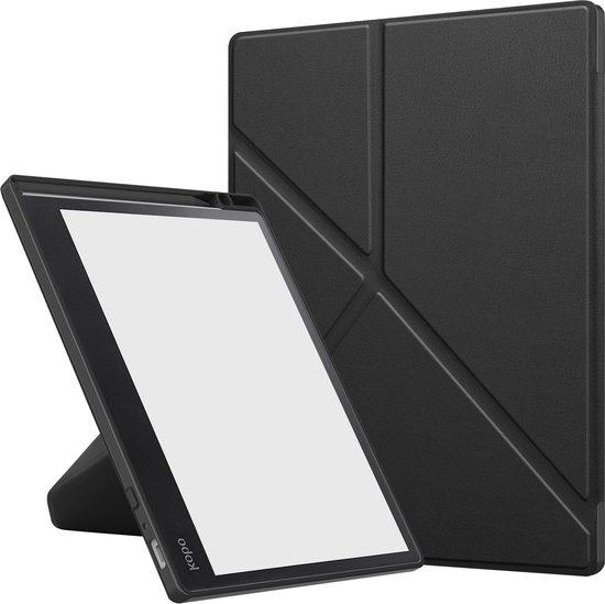 Hoesje Geschikt voor Kobo Elipsa 2E Hoes Bescherm Hoesje Case Sleep Cover Trifold Met Screenprotector - Hoes Geschikt voor Kobo Elipsa 2E Hoesje - Zwart van Hoesje  — afbeelding 3