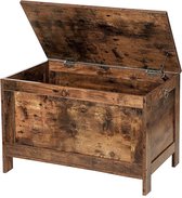 Schoenbank Zitkist Speelgoedkist met deksel Opbergkast 76 x 40 x 48 cm veiligheidsscharnieren vintage bruin Wooden crates