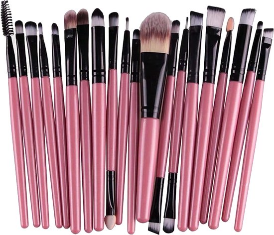 Make Up Kwasten Set (20 stuks) - Makeup kwasten set - Make up borstels set - Kwasten Make Up - Eyeliner set - Oogschaduw stick - Concealer kwast - Foundation - Blush - Highlighter - Eyeliner