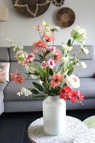 Fleurs sur 12 - Bouquet de soie - ressemblent à des fleurs séchées - Vase - 70 cm de haut