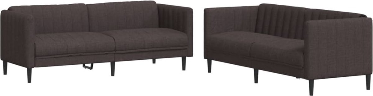 vidaXL - 2-delige - Loungeset - stof - donkerbruin