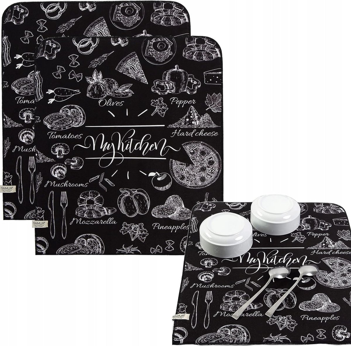 Goedkoopste Set van 2 afdruipmatten, droogmatten voor servies, 40 x 46 cm, sneldrogende spoelbakmat, afdruipmat, serviesonderlegger voor keuken