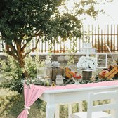Chiffon tafelloper, 300 x 70 cm, tafeldecoratie romantische bruiloftsloper, tule decoratiestof voor bruiloft, bruidsfeest, verjaardag, feestdecoraties