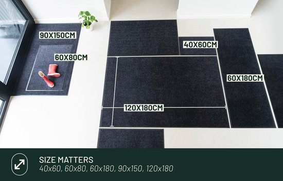 Paillasson d'intérieur Studio M - CLASSIC PRO - Tapis de séchage intérieur 80x120 cm - NOIR - Tapis de nettoyage - Paillasson Antidérapant - Tapis d'entrée - Paillasson pour intérieur ou extérieur - Différentes Dimensions et Coloris
