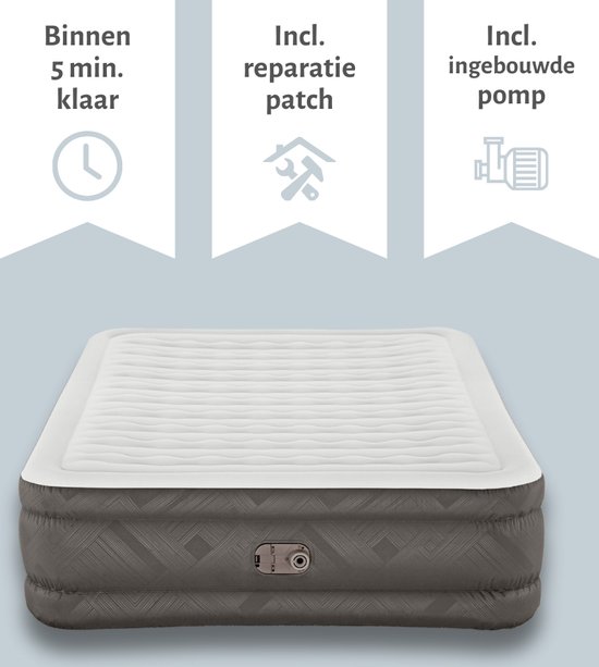 Bestway luchtbed - 2-Persoons - 152 x 203 x 46 cm - Grijs - Inclusief pomp - Hoeslaken en Reparatieset van Bestway — afbeelding 4