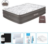 Matelas pneumatique Bestway - 2 personnes - 152 x 203 x 46 cm - Marron - Pompe incluse - Hoeslaken - Oreiller - Protège-oreiller et kit de réparation