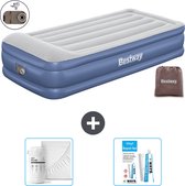 Bestway luchtbed - 1-Persoons - 97 x 191 x 46 cm - Grijs/Blauw - Inclusief pomp - Hoeslaken en Reparatieset