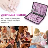 Manicure Set Professionele Pedicure Kit Nail Clippers Kit - 18 stuks Nail Care Tools - Grooming Kit met luxe Upgraded Travel Case (Paars)