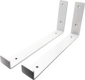Maison DAM - Plankdragers L vorm up - Wandsteunen – 30cm – Wit - Incl. bevestigingsmateriaal + schroefbit