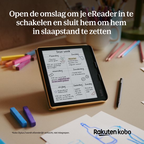 Kobo Libra Colour Hoes voor eReader - SleepCover - Zwart - Ingebouwde standaard van Kobo — afbeelding 3