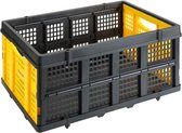 Stanley Folding Crate FT505 - Caisse de courses pliable - Capacité de charge jusqu'à 25KG - Contenu 50L - 56,8 x 41 x 27,2 CM - Zwart/ Jaune