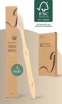 NATURE’S groove® Bamboe Handtandenborstels Hard - 4 Stuks - Houten Tandenborstel - Handmatig