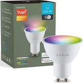 Varin® Smart Led Spot GU10 - 5W - Wit en RGB licht - Smart lamp - Spotjes - Bediening via app - Voice control - Slimme verlichting - Google Home en Amazon Alexa - Tuya wifi - Nachtlamp - Slimme lampen woonkamer, keuken, slaapkamer, hal, kinderkamer