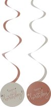 Folat - Crème rose swirls happy birthday – 6 stuks – 13 x 60 cm