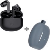 Cazy Draadloze Oordopjes Bluetooth met Active Noise Cancelling (Zwart) + Siliconen Hoesje (Blauw)