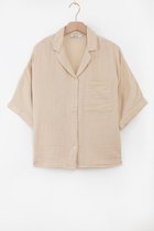 Sissy-Boy - Beige mousseline blouse met korte mouwen