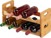Wijnrek voor 8 flessen - Ruimtebesparend bamboe flessenrek voor liggende wijnopslag - HBD: 24 x 47 x 18 cm natuur Wine rack