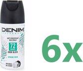 Denim Extreme Fresh Deodorant spray - 6 x 150 ml - Voordeelverpakking
