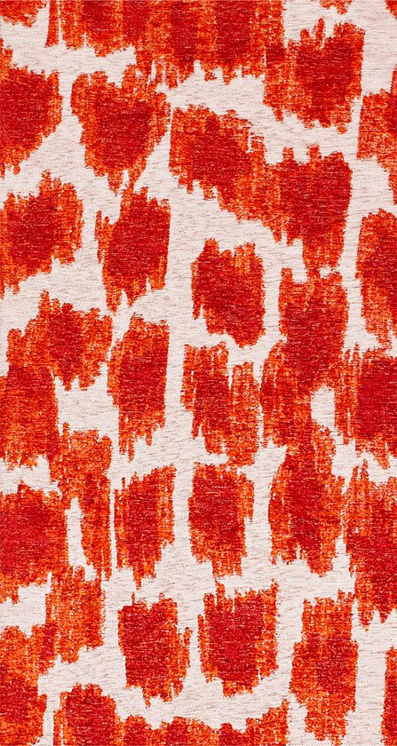 Abstract design vloerkleed Ikat met vlekken en vage vormen - Oranje en ivoor - 80 x 150 cm