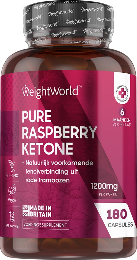 WeightWorld Raspberry Ketone Pure - 1200 mg - 180 vegan capsules voor 6 maanden voorraad