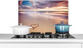 Spatscherm keuken 60x40 cm - Kookplaat achterwand Hart op het strand in Nederland - Muurbeschermer - Spatwand fornuis - Hoogwaardig aluminium