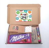 Zorg cadeau - Bedankt voor de goede zorg - brievenbuspakket - dag van de zorg - Milka chocolade - popcorn - Mentos - kraft zakje tum tum