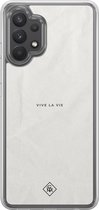 Casimoda® hoesje - Geschikt voor Samsung Galaxy A32 4G - Vive La Vie - 2-in-1 case - Schokbestendig - Tekst - Verhoogde randen - Grijs, Transparant