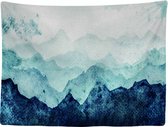 Ulticool - Art mural aquarelle rouille Blauw des Montagnes - Tapisserie - 200x150 cm - Groot tapisserie - Affiche