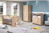 Baby trio babykamer - 70x140 cm bed + 2 -door veranderende dressoir + 2 -doorkast - natuurlijk eiken decor - trendteam