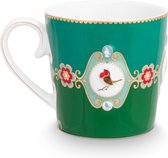 Pip Studio Love Birds Emerald Green - mug - 250ml - porcelaine - deux couleurs de vert