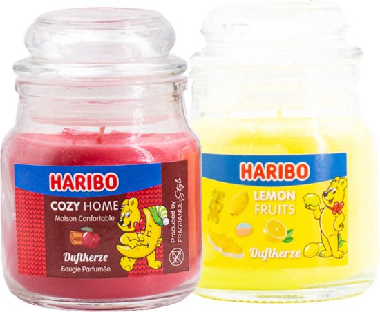 Haribo kaarsen 85gr set 2 - 1x klein lemon 1x klein cozyhome