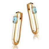 Miore® - Boucles d'oreilles en or avec topaze bleue - Femme - Plaqué or 18 carats - Or jaune - Boucles d'oreilles - Blauw - Ovale Rectangle - Bijoux faits main de haute qualité
