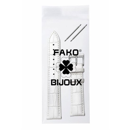 Fako® - Horlogebandje - Echt Leer - 20mm - Croco - Wit - Fako®