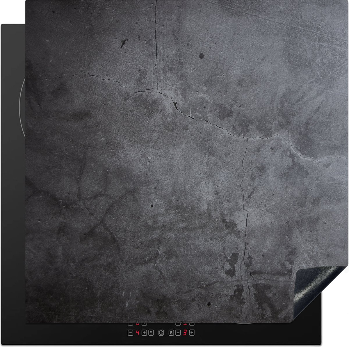Inductie beschermer - Inductie plaat - Betonlook - Grijs - Structuur - Beton print - Industrieel - Afdekplaat voor kookplaat - 60x60 cm - Inductie mat - Kookplaat