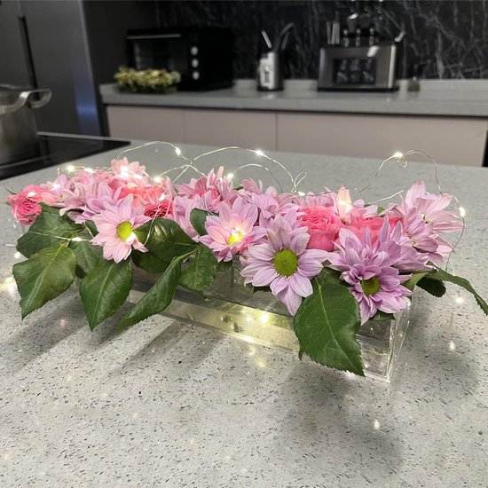 Rechthoekig bloemvormig middelpunt - Heldere acryl bloemenvaas