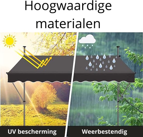 WOLTU Klemluifel, balkonluifel zonder boren, in hoogte verstelbare luifel met handslinger, zonwering, uv-bestendig, voor balkon en terras, 300 cm breed, antraciet WOLTU Klemluifel, balkonluifel zonder boren, in hoogte verstelbare luifel met handslinger, zonwering, uv-bestendig, voor balkon en terras, 300 cm breed, antraciet
