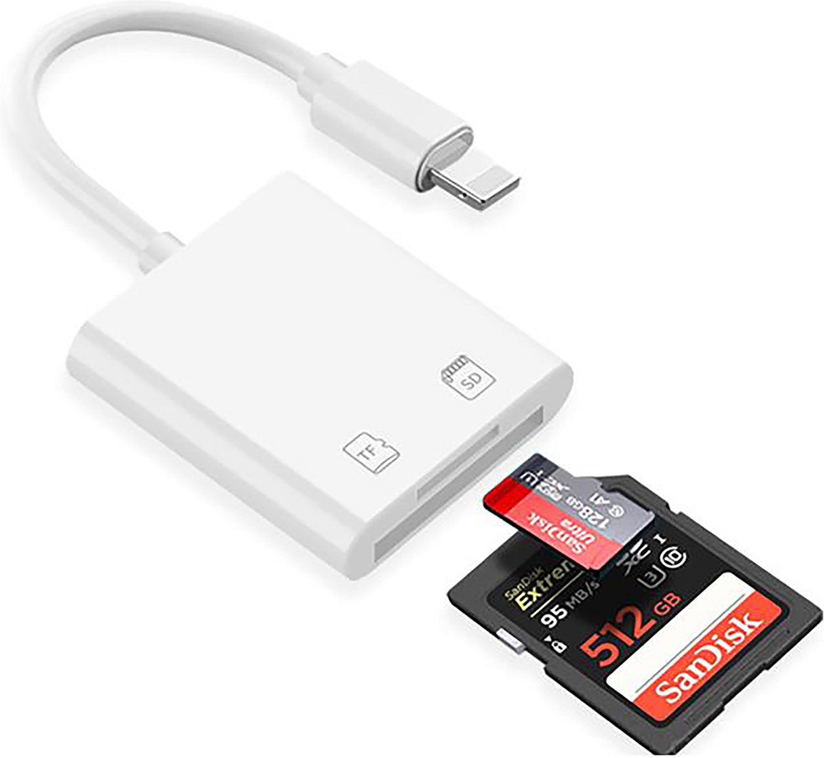 De Beste Gadgets Cardreader met Lightning aansluiting - SD-kaart en Micro SD - geschikt voor iPhone en iPad - Camara connection kit - Lightning SD Card Reader - Geheugen kaartlezer met Lightning aansluiting - De Beste Gadgets
