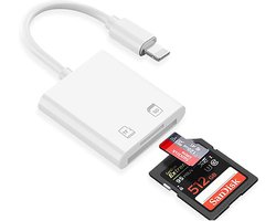 De Beste Gadgets Cardreader met Lightning aansluiting - SD-kaart en Micro SD - geschikt voor iPhone en iPad - Camara connection kit - Lightning SD Card Reader - Geheugen kaartlezer met Lightning aansluiting