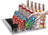 Koelkastorganizer, pusher, drankdispenser, drankorganizer voor koelkast, pusher Glide, 5-rijige automatische koelkastorganizer, flessen, bierblikdispenser, geschikt voor 25 blikjes