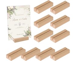 10 stuks houten kaarthouders, tafelkaarthouder, fotohouder, kaartenstandaard, ansichtkaarthouder, menukaarthouder, voor bruiloften, restaurants, fotohouders en fotohouders en fotocadeau voor