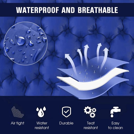 Bloominggoods® Luchtbed - Luchtmatras - Zelf Opblaasbare Luchtmat - Max 200kg - Camping - Backpacking - Lichtgewicht - Blauw van Bloominggoods® — afbeelding 2