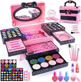 Make up Koffer Meisjes - Kinder Speelkoffer met Inhoud - Make upset voor Kinderen - Roze met Zwart - Voor jouw Prinsesje
