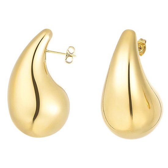 Boucles Boucles d'oreilles pendantes pour femme en or - Boucles d'oreilles tendance - Boucles d'oreilles pour femme en acier doré - Grands pendentifs à tige - Set Goud