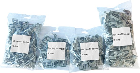 Kortpack - Set Buisklemmen - In 4 verschillende maten - Voor buizen met een diameter van 16, 20, 25 en 32mm - (099.8936)